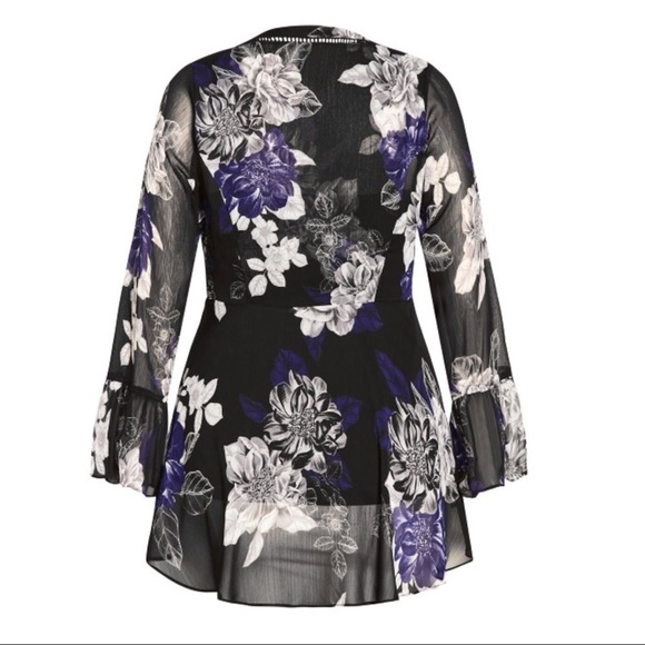 NWT CITY CHIC Floral Top Size 14 - Picture 5 of 9